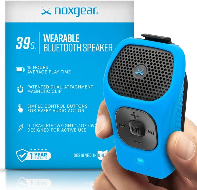 Main image of 39g Wearable Bluetooth Speaker, Magnetic Mini Clip-On EDC Gear, Waterproof Up to 15 Hours Playtime | Clip On Speaker, Wearable Speaker with Microphone, 100ft Range (Color: Bright Blue)
