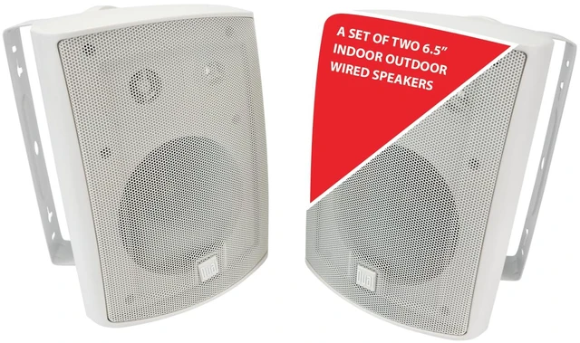 Main image of LU63PW 6.5" 3-Way High Performance Outdoor Indoor Wired Speakers | Effortless Set Up | Home, Pool, Patio, Garage Use | Weather Resistant | Expansive Stereo Sound Coverage | White