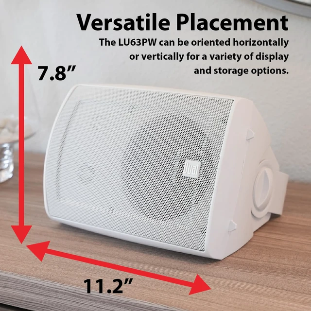 Alt view image 3 of 7 - LU63PW 6.5" 3-Way High Performance Outdoor Indoor Wired Speakers | Effortless Set Up | Home, Pool, Patio, Garage Use | Weather Resistant | Expansive Stereo Sound Coverage | White