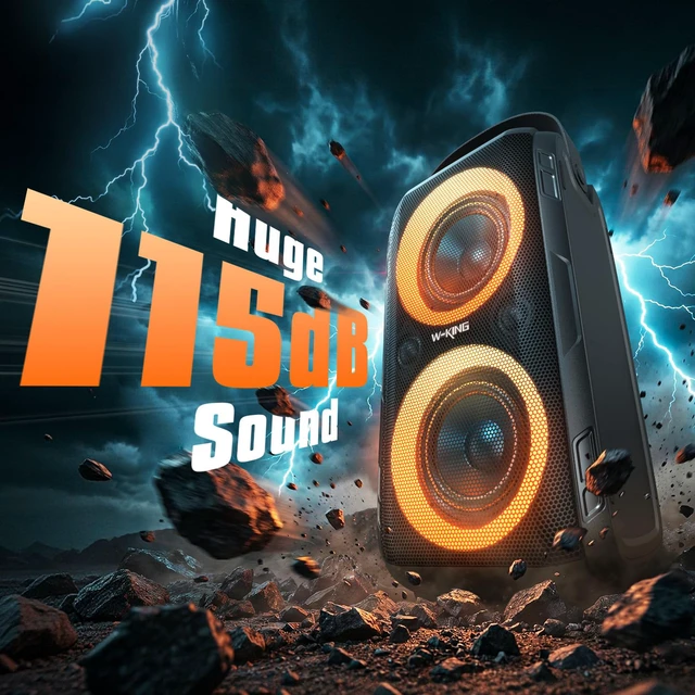 Alt view image 3 of 7 - Party Bluetooth Speaker Boom Box, 180W Max Big Large Loudest Wireless Outdoor Portable Speaker 4 Drivers with 2*4.04'' Subwoofer, 80W HD Huge 115dB Pulse Natur Deep Bass, IPX5/24H/EQ/USB/TF/AUX