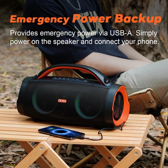 Alt view image 6 of 7 - Extreme Boom Pro 100W Loud Outdoor Speaker, 2+2 Channel, IPX6 Waterproof, Bluetooth 5.3, 20H Playtime, Dynamic Lights, Portable Speaker for Camping, Beach, Pool, Working Outside - Orange