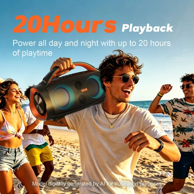 Alt view image 4 of 7 - Extreme Boom Pro 100W Loud Outdoor Speaker, 2+2 Channel, IPX6 Waterproof, Bluetooth 5.3, 20H Playtime, Dynamic Lights, Portable Speaker for Camping, Beach, Pool, Working Outside - Orange