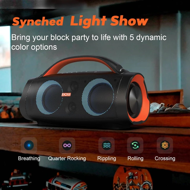 Alt view image 7 of 7 - Extreme Boom Pro 100W Loud Outdoor Speaker, 2+2 Channel, IPX6 Waterproof, Bluetooth 5.3, 20H Playtime, Dynamic Lights, Portable Speaker for Camping, Beach, Pool, Working Outside - Orange