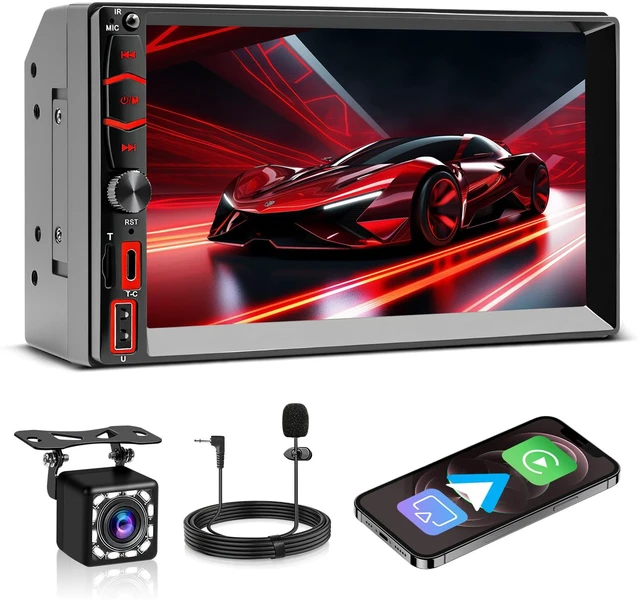 Main image of Wireless Double Din Car Stereo Apple Carplay Radio Screen for Car Audio Receivers, Bluetooth Car Play Android Auto Touchscreen, Mirror Link, Backup Camera, AM/FM, Type-C