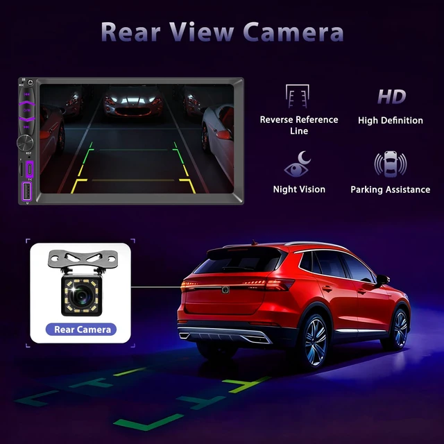 Alt view image 4 of 7 - Wireless Double Din Car Stereo Apple Carplay Radio Screen for Car Audio Receivers, Bluetooth Car Play Android Auto Touchscreen, Mirror Link, Backup Camera, AM/FM, Type-C