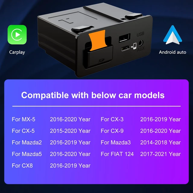 Alt view image 6 of 6 - Type-C Mazda Apple CarPlay & Android Auto HUB OEM USB Retrofit Kit for Mazda 2/3/6/CX3 CX5/CX8/CX9/MX5/Miata 2014-2019 with MZD Connect System, TK78669U0C-NEW Upgraded P2.1 Supports PD Fast Charging