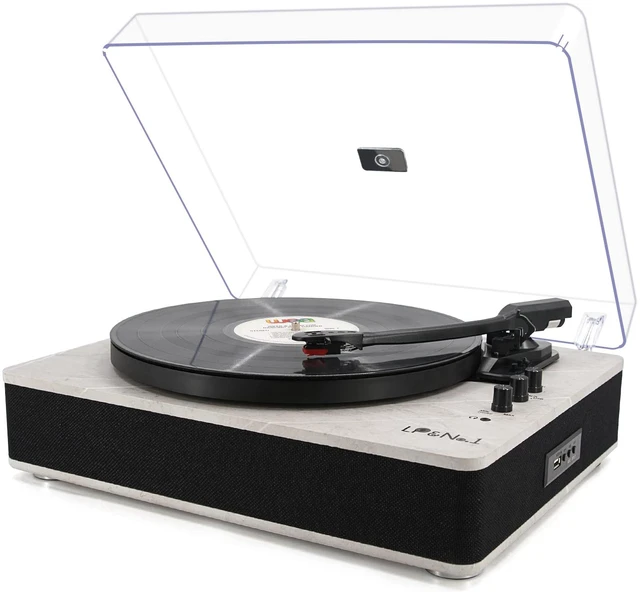 Main image of Record Player Bluetooth Turntable with Built-in Speakers and USB Play&Recording Belt-Driven Vintage Phonograph Record Player 3 Speed for Entertainment and Home Decoration(Light Gray)