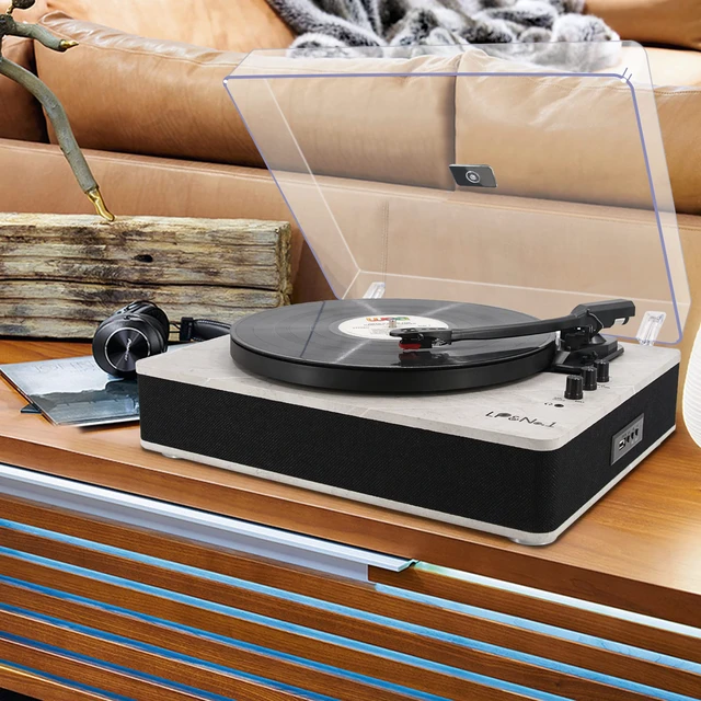 Alt view image 2 of 7 - Record Player Bluetooth Turntable with Built-in Speakers and USB Play&Recording Belt-Driven Vintage Phonograph Record Player 3 Speed for Entertainment and Home Decoration(Light Gray)