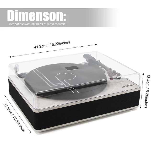 Alt view image 5 of 7 - Record Player Bluetooth Turntable with Built-in Speakers and USB Play&Recording Belt-Driven Vintage Phonograph Record Player 3 Speed for Entertainment and Home Decoration(Light Gray)