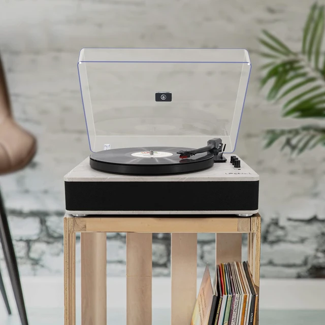 Alt view image 6 of 7 - Record Player Bluetooth Turntable with Built-in Speakers and USB Play&Recording Belt-Driven Vintage Phonograph Record Player 3 Speed for Entertainment and Home Decoration(Light Gray)