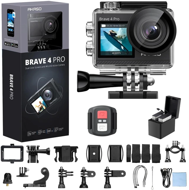 Main image of Brave 4 Pro 4K30FPS Action Camera - 131ft Underwater Camcorder Waterproof Camera with Touch Screen Advanced EIS Remote Control 5X Zoom Underwater Camera Support External Mic