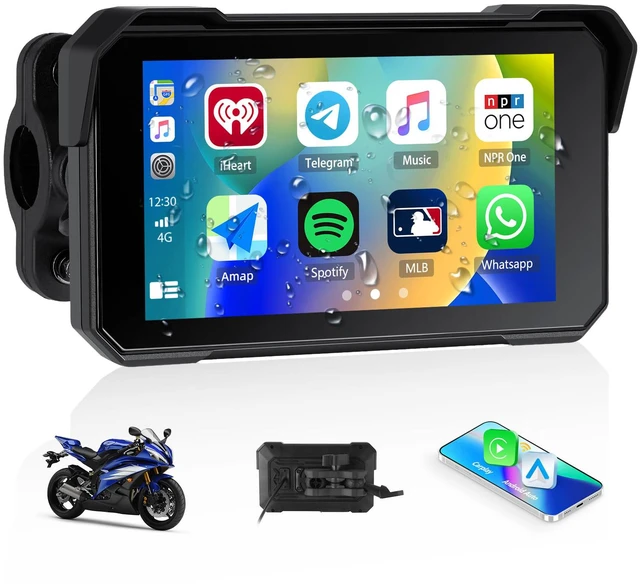 Main image of CarPlay Screen for Motorcycle,Portable Wireless Carplay/Android Auto for Motorcycle,5 inch IPS Waterproof Portable Radio GPS Display for Motorbike with Bluetooth,TF Port
