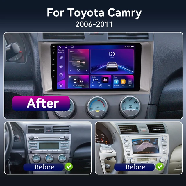 Alt view image 2 of 7 - 64GB Car Radio Stereo for Toyota Camry 2006-2011, Pluy and Play 9" Touch Screen Android 13 Head Unit with Carplay/Android Auto/1080P Backup Camera/FM&AM Radio