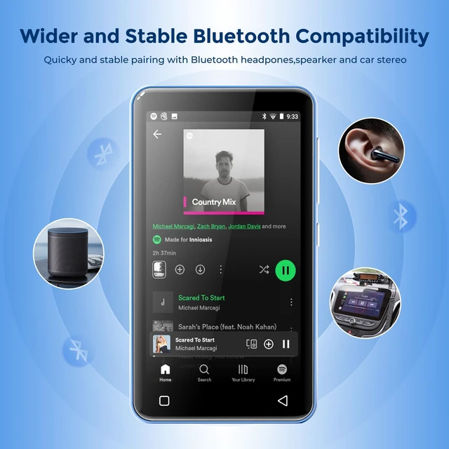 Alt view image 6 of 7 - G1 Kids MP3 Player with Bluetooth, WiFi, 80GB Android MP4 Player, 4-Inch Full Touch Screen, Supports Spotify, Pandora, Tidal, Deezer, Amazon Music (Blue)