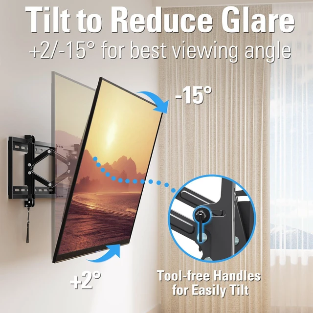 Alt view image 2 of 7 - Advanced Tilt TV Wall Mount for Most 42-90 Inch Flat and Curved Television, Universal Mount Bracket with Extension up to 7 inch, Fits 16", 24", 32" Studs, Max VESA 800x400mm and 120LBS