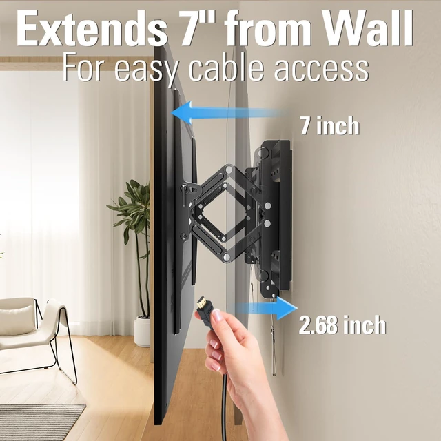 Alt view image 3 of 7 - Advanced Tilt TV Wall Mount for Most 42-90 Inch Flat and Curved Television, Universal Mount Bracket with Extension up to 7 inch, Fits 16", 24", 32" Studs, Max VESA 800x400mm and 120LBS