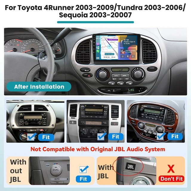 Alt view image 2 of 7 - Car Radio for Toyota 4Runner 2003-2009/Tundra 2003-2006/Sequoia 2003-2007, Android 15 Car Stereo Wireless Carplay, 9 inch Touch Screen for Bluetooth Radio Android Auto WiFi GPS 2G RAM 64G ROM