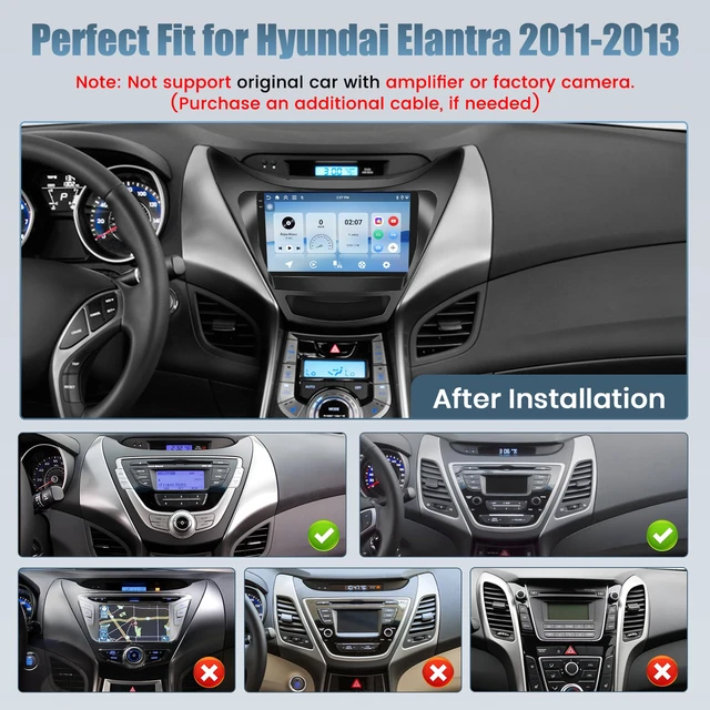 Alt view image 2 of 7 - 4+64G Android 15 Radio for Hyundai Elantra 2011-2013, 9" Touchscreen for Elantra Car Stereo, Wireless CarPlay/Android Auto, 5GHz WiFi, Bluetooth 5.0, EQ, GPS, 1280 * 720, Backup Camera