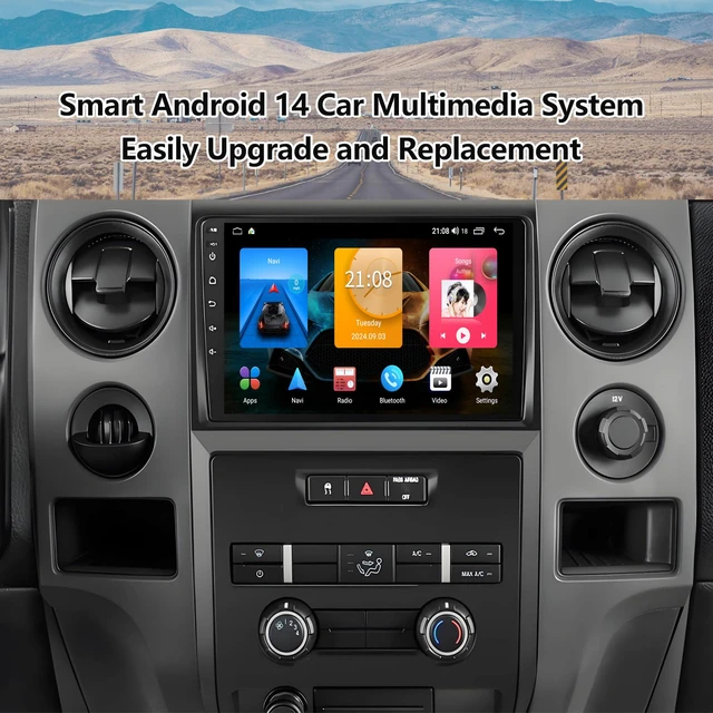 Alt view image 3 of 7 - Car Radio for Ford F150 2009-2012: Upgrade 4GB+32GB Android 14 Head Unit with Wireless CarPlay Android Auto - 9 inch Touchscreen Stereo with GPS Navigation WiFi Bluetooth