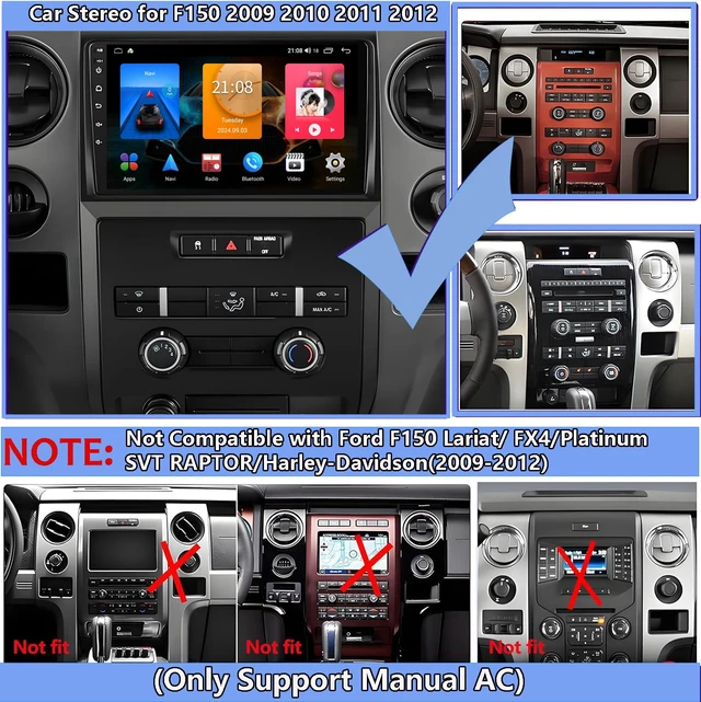 Alt view image 2 of 7 - Car Radio for Ford F150 2009-2012: Upgrade 4GB+32GB Android 14 Head Unit with Wireless CarPlay Android Auto - 9 inch Touchscreen Stereo with GPS Navigation WiFi Bluetooth