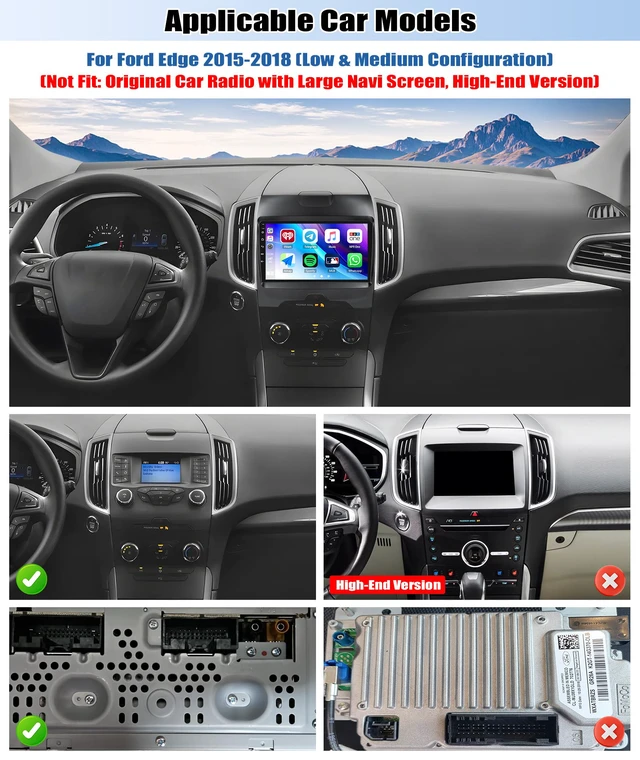Alt view image 2 of 7 - 2G+64G Car Radio for Ford Edge 2015-2018 with Wireless CarPlay Andriod Auto Android 13 Head Unit 9" Touch Screen Car Stereo with GPS Navigation WiFi Bluetooth FM RDS Radio HD Backup Camera