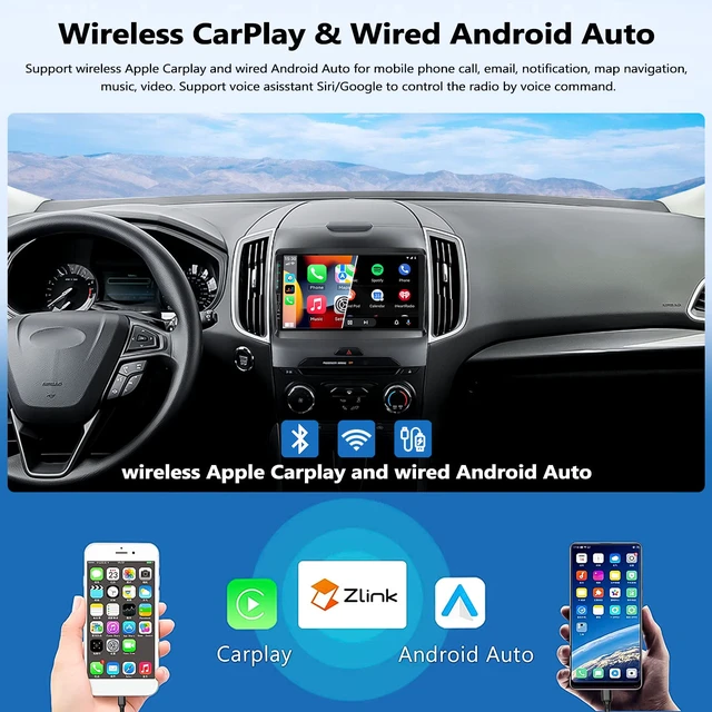 Alt view image 3 of 7 - 2G+64G Car Radio for Ford Edge 2015-2018 with Wireless CarPlay Andriod Auto Android 13 Head Unit 9" Touch Screen Car Stereo with GPS Navigation WiFi Bluetooth FM RDS Radio HD Backup Camera