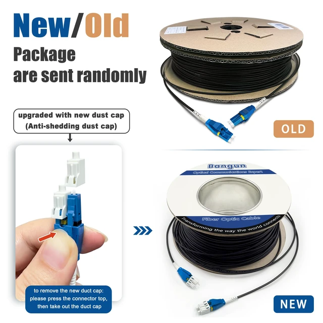 Alt view image 6 of 7 - 500 Feet (150 Meters) Uniboot LC to LC Outdoor Armored Fiber Patch Cable, Low Friction Single Mode Duplex Fiber Optic Cable Jumper Optical Patch Cord, 9/125um, (OS1/OS2 Compatible), LSZH Black