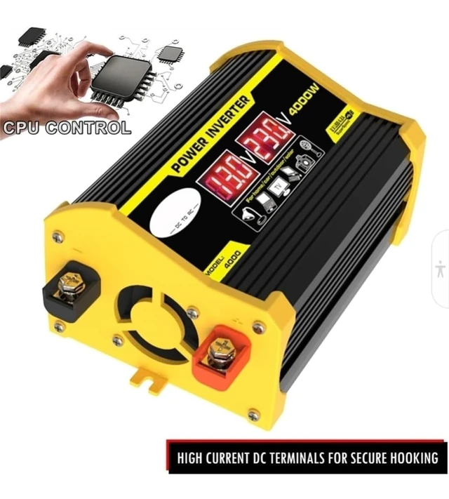 Alt view image 4 of 7 - High-Power 4000W DC to AC Power Inverter 12V to 110V/220V Converter with Dual USB Ports, Universal AC Outlet, LED Display for Cars, Trucks, RVs, and Home Backup (Yellow, 220V)