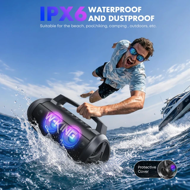 Alt view image 3 of 7 - Portable Bluetooth Speaker, 120W Max/110dB/IPX6/BT5.4/42H/DSP/RGB/4 Drivers/70W Deep Bass/Wireless Stereo Pairing, Large Party Boombox, Must-Have for 4th of July BBQ, Beach & Outdoor Summer Fun