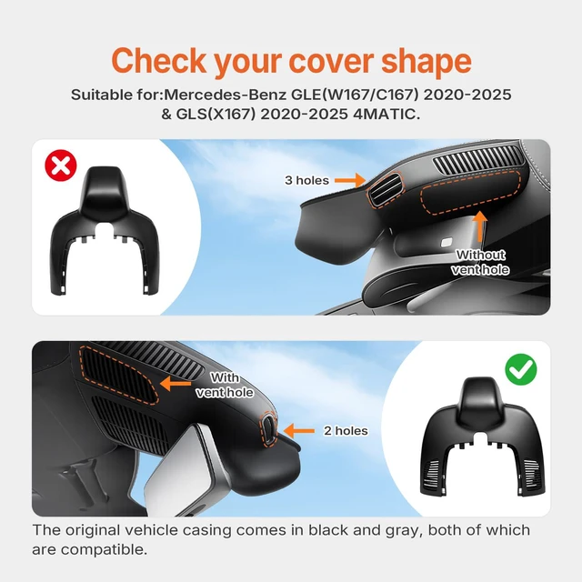 Alt view image 3 of 7 - 4K Mercedes-Benz Dash Cam for 2020-2026 GLE/GLS(with Vent Hole),OEM-Style Dash Camera,No Visible Wires,HDR,WiFi & App,Plug and Play,64GB Card