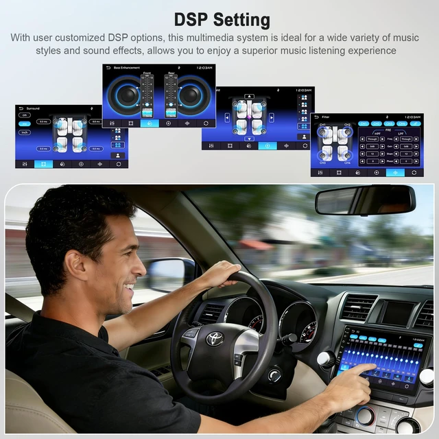 Alt view image 7 of 7 - Car Radio Stereo for Toyota Highlander 2008-2013 (Without JBL Sound System), Support Wireless Carplay/Android Auto/Mirrorlink, 10.2 Inch QLED Touchscreen with Bluetooth,FM Radio