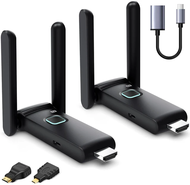 Main image of Wireless HDMI Transmitter and Receiver,HDMI Wireless Remote Adapter 165FT/50M,No Hot,Plug and Play,2.4/5GH for 1080P Wirelessly Streaming Video from Laptop,Cable Box,Camera,PC to Monitor/TV/Phone