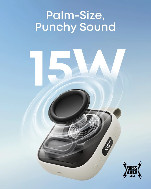 Alt view image 2 of 6 - Anker Boom Go 3i Portable Bluetooth Speaker, 15W Punchy Sound, 24H Playtime, IP68, BassUp 2.0, Emergency Charging, Bluetooth 6.0, Waterproof Speaker for Hiking/Cycling/Camping (Beige)