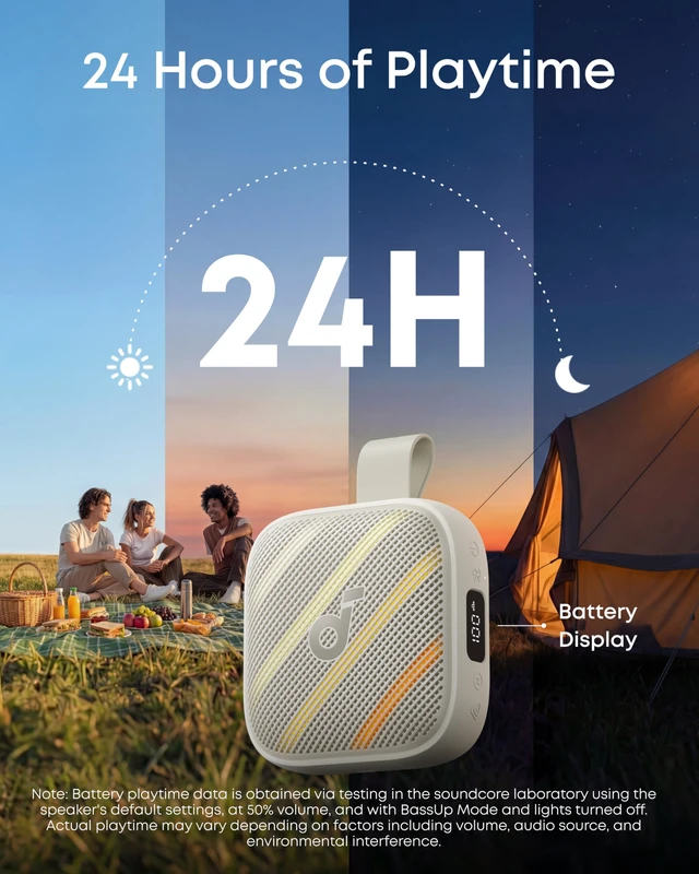 Alt view image 3 of 6 - Anker Boom Go 3i Portable Bluetooth Speaker, 15W Punchy Sound, 24H Playtime, IP68, BassUp 2.0, Emergency Charging, Bluetooth 6.0, Waterproof Speaker for Hiking/Cycling/Camping (Beige)