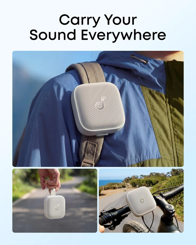 Alt view image 4 of 6 - Anker Boom Go 3i Portable Bluetooth Speaker, 15W Punchy Sound, 24H Playtime, IP68, BassUp 2.0, Emergency Charging, Bluetooth 6.0, Waterproof Speaker for Hiking/Cycling/Camping (Beige)