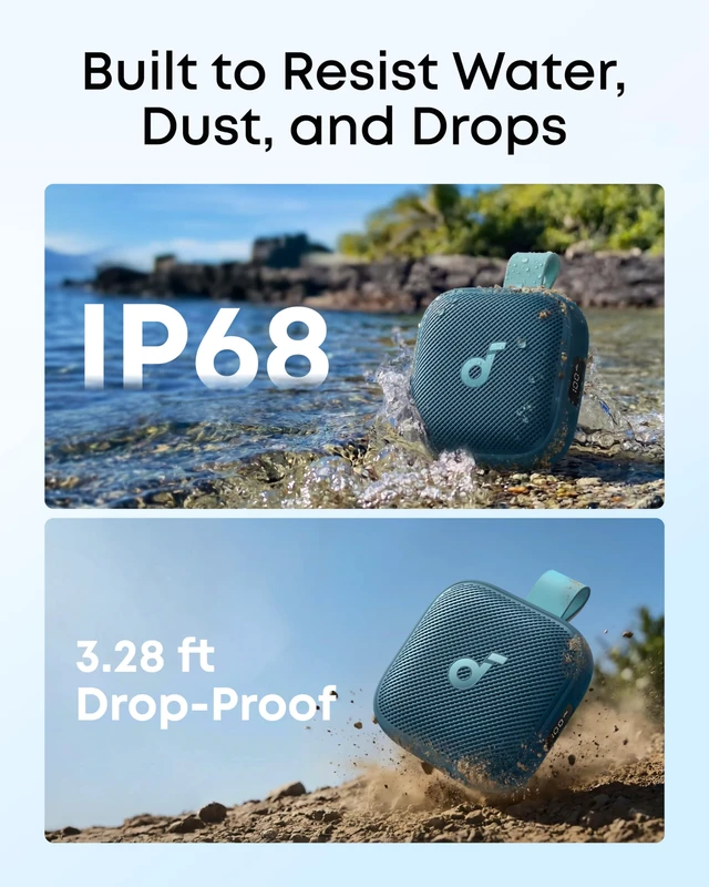 Alt view image 5 of 6 - Boom Go 3i Portable Bluetooth Speaker by Anker, 15W Punchy Sound, 24H Playtime, IP68, BassUp 2.0, Emergency Charging, Bluetooth 6.0, Waterproof Speaker for Hiking/Cycling/Camping (Blue)