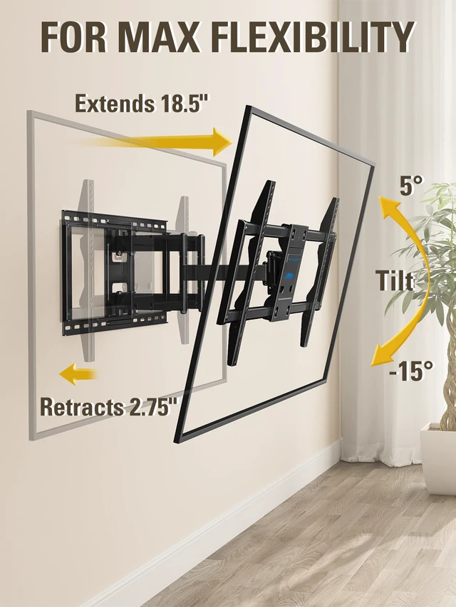 Alt view image 3 of 7 - TV Wall Mount TV Bracket for Most 42-90 Inch TV, Pre-Assembled Full Motion TV Mount with Articulating Arms, Max VESA 800x400mm 132 lbs. Loading, Fits 16", 18", 24" Studs, MD2298-XL