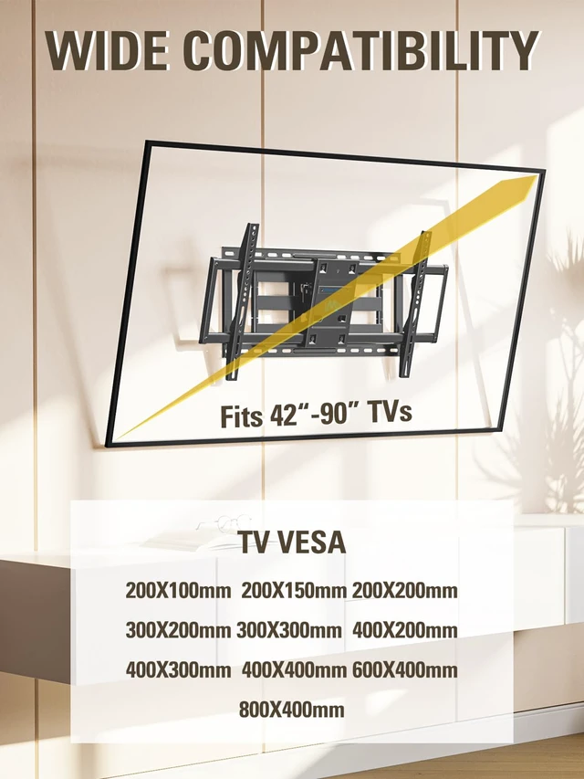 Alt view image 6 of 7 - TV Wall Mount TV Bracket for Most 42-90 Inch TV, Pre-Assembled Full Motion TV Mount with Articulating Arms, Max VESA 800x400mm 132 lbs. Loading, Fits 16", 18", 24" Studs, MD2298-XL