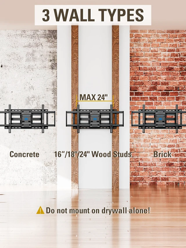 Alt view image 7 of 7 - TV Wall Mount TV Bracket for Most 42-90 Inch TV, Pre-Assembled Full Motion TV Mount with Articulating Arms, Max VESA 800x400mm 132 lbs. Loading, Fits 16", 18", 24" Studs, MD2298-XL