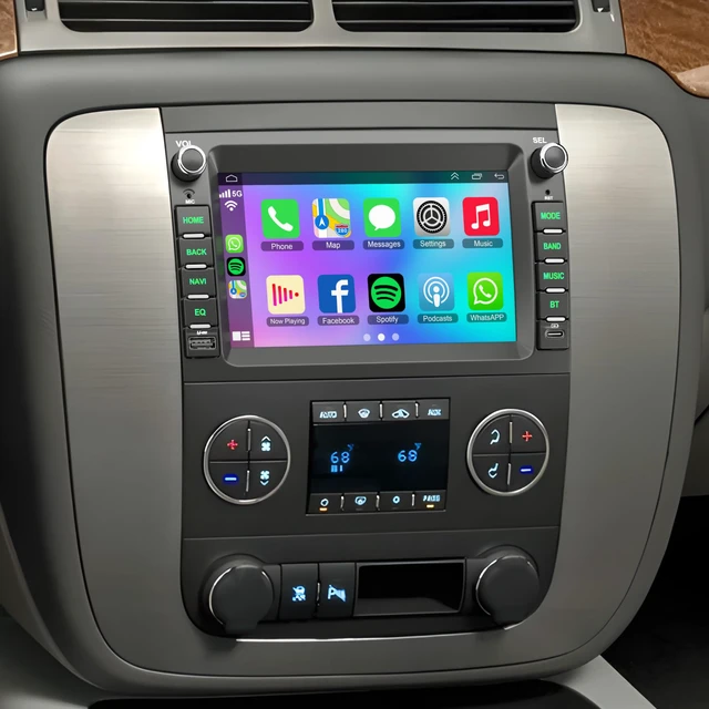 Main image of 8-core 4G+64G Car Radio for 2007-2012 Chevrolet Chevy Silverado Impala GMC Sierra Acadia Enclave Yukon, 7" IPS Touch Screen Car Stereo with GPS, CarPlay/Android Auto, Backup Camera/DSP/SWC