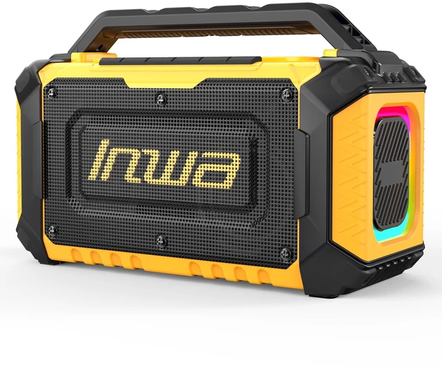 Main image of Jobsite Bluetooth Speakers Compatible with DeWalt 20V/FLEXVOLT & Milwaukee M18 Battery, 60W Portable Outdoor Wireless Boombox w/Bass, RGB Lights, Loud Speaker for Worksite/Workshop/Garage(Golden)