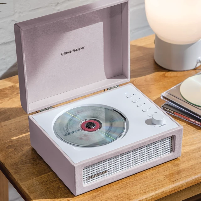 Alt view image 5 of 7 - CR3517A-AM Voyager Cd Player, Amythest CD Player, Bluetooth In / Out, Built-in Full-Range Stereo Speakers, Portable Design with Magnetic Lid Closure
