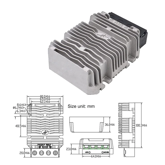 Alt view image 6 of 7 - 36V/48V to 12V 60A 720W Step-Down Transformer DC to DC Buck Converter DIY Power Supply