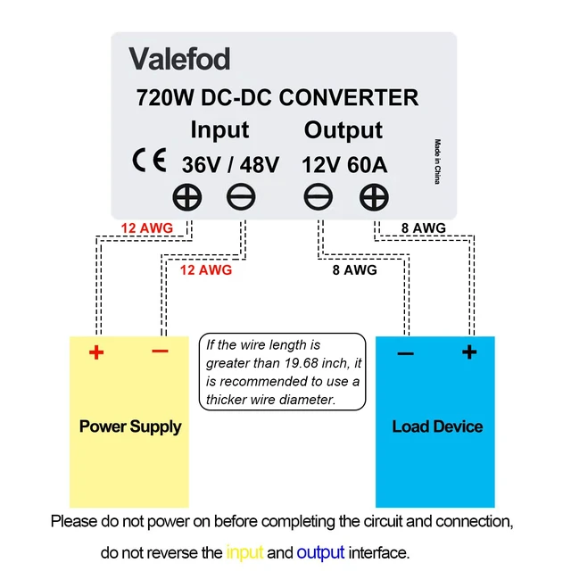 Alt view image 7 of 7 - 36V/48V to 12V 60A 720W Step-Down Transformer DC to DC Buck Converter DIY Power Supply