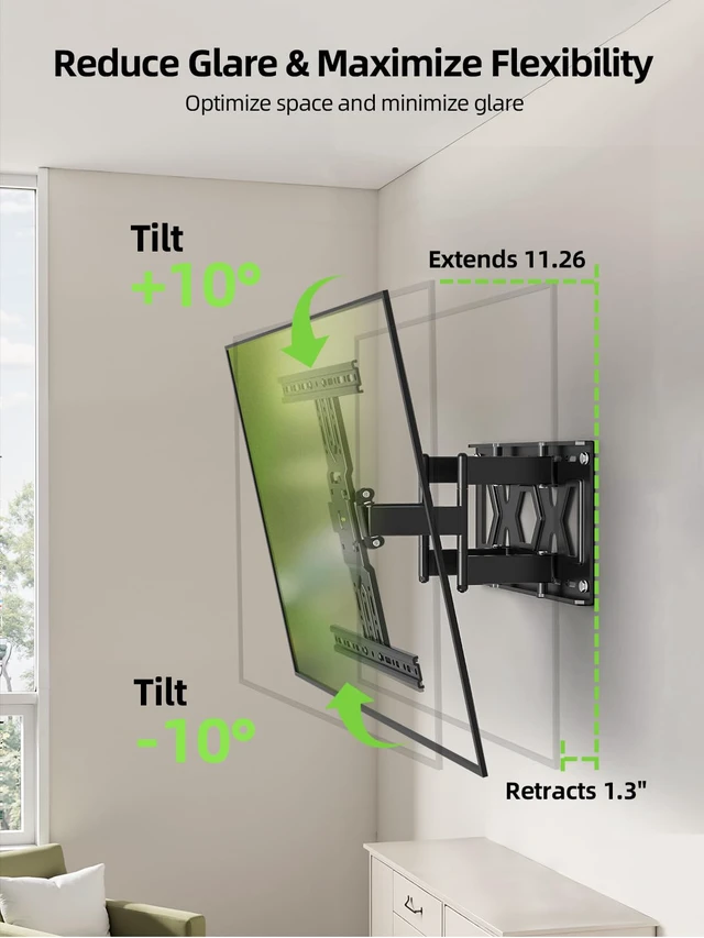Alt view image 3 of 7 - Ultra Slim TV Wall Mount 37-75 Inch TVs Mount with Swivel and Tilt, Low Profile Full Motion Bracket with Articulating Dual Arms, Up to VESA 400X400 mm Max 16" Wood Studs, Holds 99lbs