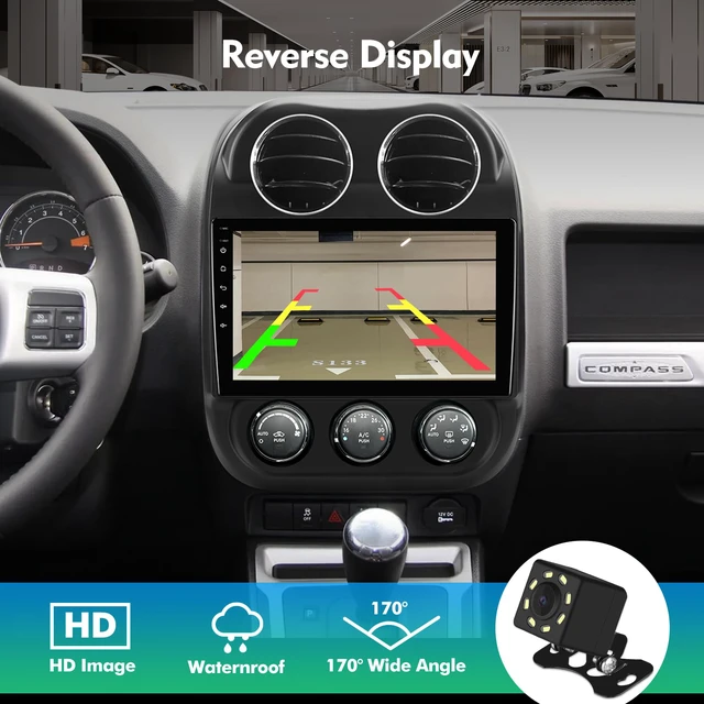 Alt view image 3 of 6 - 10.1 Inch IPS Touchscreen Android 12 Car Stereo for Jeep Compass/Patriot 2010-2016 with Wireless CarPlay & Android Auto, 32GB, GPS, WiFi, Bluetooth, FM Radio, Backup Camera, SWC
