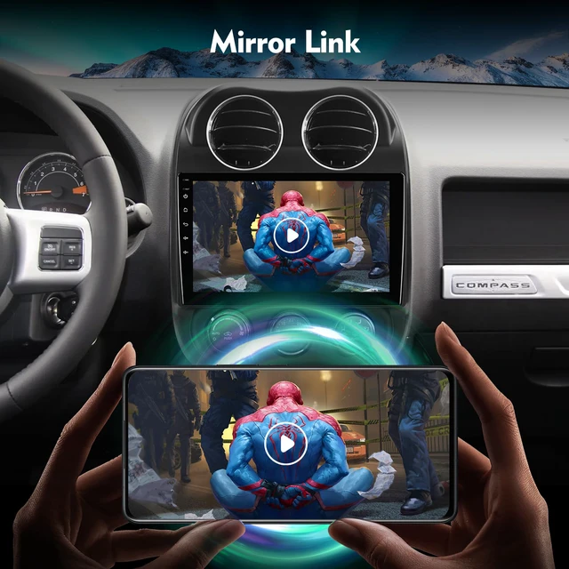 Alt view image 6 of 6 - 10.1 Inch IPS Touchscreen Android 12 Car Stereo for Jeep Compass/Patriot 2010-2016 with Wireless CarPlay & Android Auto, 32GB, GPS, WiFi, Bluetooth, FM Radio, Backup Camera, SWC
