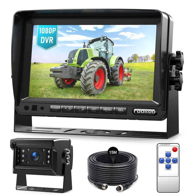 Main image of 7" HD 1080P Wired Backup Camera System, IP69 Waterproof Vibration-Proof Rear View Camera IR Night Vision Dual Split Screen for Tractor/Excavator/Truck/Skid Steer/Harvester/Caravan - DY701