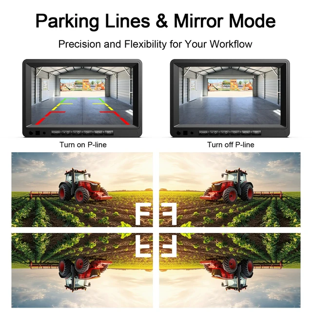 Alt view image 5 of 7 - 7" HD 1080P Wired Backup Camera System, IP69 Waterproof Vibration-Proof Rear View Camera IR Night Vision Dual Split Screen for Tractor/Excavator/Truck/Skid Steer/Harvester/Caravan - DY701