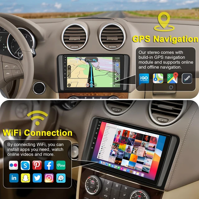 Alt view image 4 of 7 - GPS Car Radio for Mercedes Benz GL ML Class W164 X164 ML350 ML500 ML280 GL320 GL350 GL450 2005-2011, Support Wireless A-pple Carplay/Android Auto, Mirrorlink,4G+64G, Backup Camera